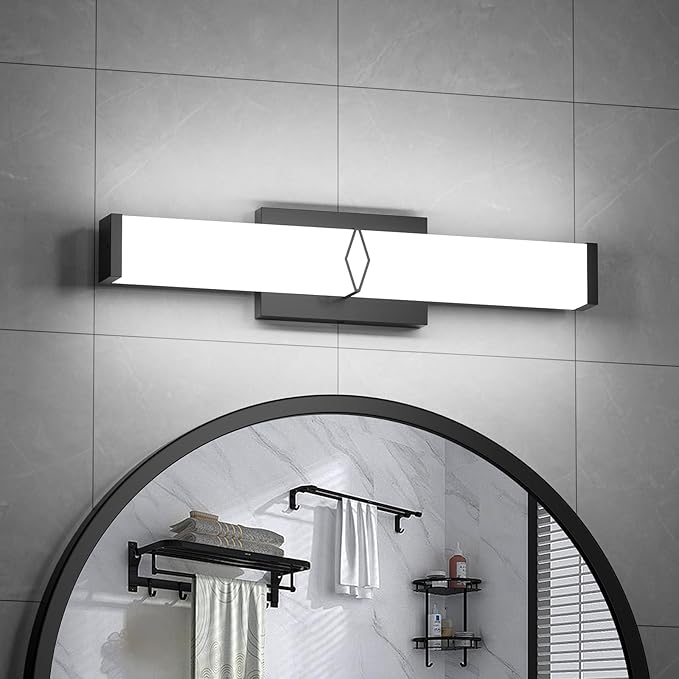 Bathroom Light Fixtures,Modern Dimmable Vanity Lights for Bathroom,15.75inch 20W 2000LM Black LED Vanity Lights Bar Over Mirror, LED Lighting Fixture 5700K Cool White ETL Certified