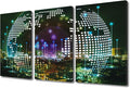 3 Pieces Communication Technology Concept Pictures Canvas Paintings Home Decor City with Wireless Network Connection Wall Art for Living Room Posters and Prints Framed Ready to Hang (36"Wx24"H)