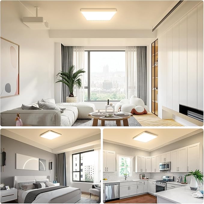 9Inch 18W Square LED Ceiling Light Fixtures Flush Mount, 2800K Warm White LED Ceiling Lamp, Surface Mount Modern Ceiling Lights, Slim Flat Panel Lighting for Bedroom, Kitchen, Bathroom Etc.