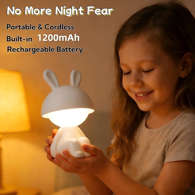 Night Lights for Kids,Rechargeable TableLamp,Touch Bedside Lamps,Cordless Dimmable Warm White Light,Baby Nursery,Breastfeeding,Sleep Aid,Cute Bunny Easter Gifts for Toddler Boys Girls Adults