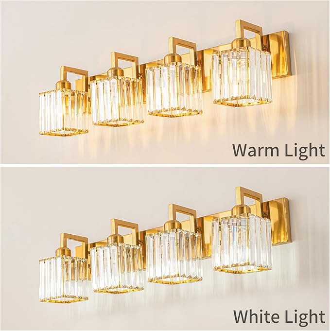 19.5" KnurledBrassWallSconcesSetof2,BronzeBathroomVanityLightFixtureswithWaterRipplesGlassTube,ModernLampforBedroom,LivingRoom,Hallway,Staise,Mirror,Kitchen