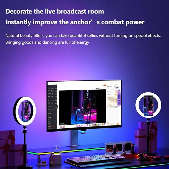 Heayzoki Screen Sync RGB Light Strip for 27 Inch Monitor, 16 Million Colors, USB Powered PC Gaming Ambient Backlight Music Mode PC Client Control, 65 LED Beads