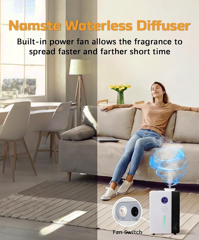 Waterless Diffuser HVAC Scent Diffuser - WiFi & APP & Touch Screen Control 4000 Sq.Ft Coverage - 800ML Essential Oil Diffusers Long Lasting Aroma for Whole House,Office,Hotel,Spa