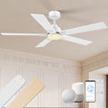 52 Inch Ceiling Fans with Lights,Smart Ceiling Fan with Light and Remote Control,Alexa,APP,White Indoor Outdoor Ceiling Fans for Bedroom,Living Room,Patio,5 Blades,Dimmable LED,6 Speed,Quiet DC Motor