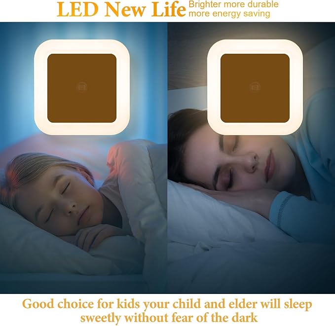 Tuanse LED Night Lights Plug into Smart Sensor Automatic Night Lamp Nightlights Accessories for Bedroom Bathroom Toilet Stairs Kitchen Hallway(48 Pcs,White,Warm Light)