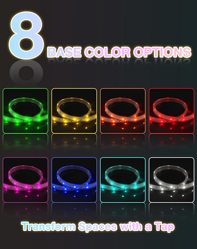 Shine Decor RGB LED Strip Light with Remote, Cold Resistant IP65 Waterproof Outdoor Colorful Strip Lighting 120V, Connectable Lite Multicolor Strip Lights 7x13mm, 131 FT 1200 LEDs ETL Listed