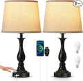 Bedside Table Lamp Touch Control Bedroom Lamps with USB A and C Charging Port 3 Way Dimmable Touch Lamps for Nightstand Living Room Bedroom Dorm Home Office Reading, Set of 2