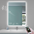 BYECOLD Bluetooth Smart Bathroom Mirror 24"x 32", Lighted Bathroom Vanity Mirror with WiFi Enabled Weather Display, Anti-Fog, Backlit 3 Colors, Memory Function Touch Sensor - Vertically Hangs