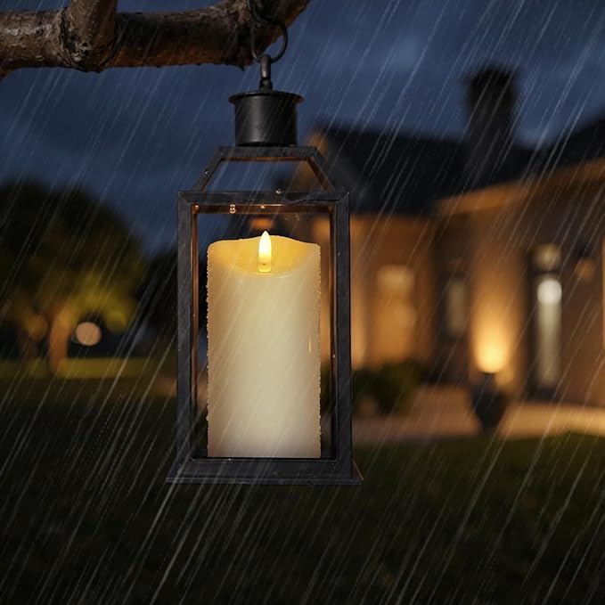 Outdoor Flameless Candles with Remote Timer - Waterproof Realistic Flickering LED Pillar Electric Battery Operated Fake Candle for Holiday Home Wedding Fireplace Decor - Ivory 3 Pack (D3”H4”6”8”)