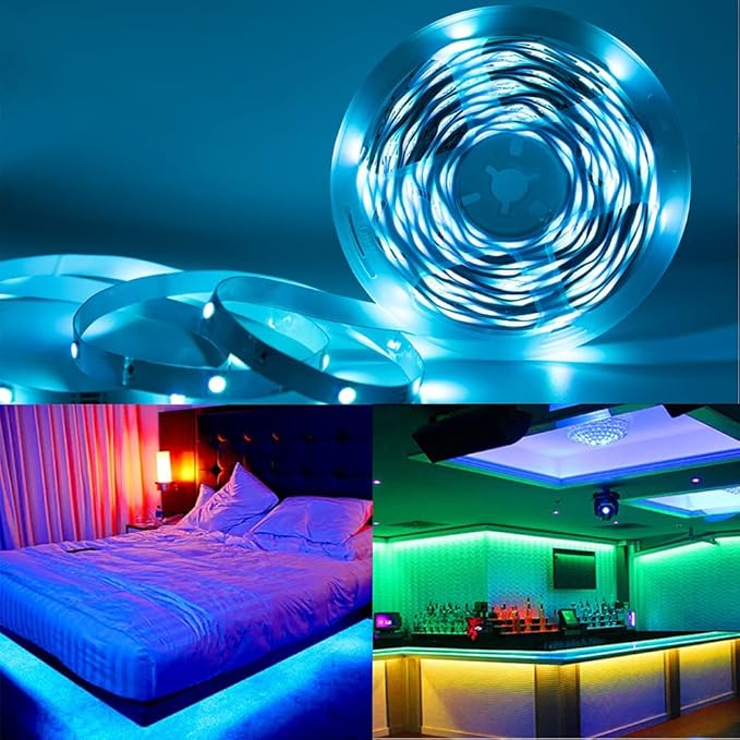 KUMQUAT LED Strip Lights 32.8ft RGB Color Changing Strip Lights with IR Remote Control 12V 5050 Flexible Rope Lights for Bedroom Kitchen Christmas Decor