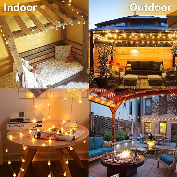 Merdeco Plug in 10ft 20 LED Globe String Lights Indoor Outdoor Decorative Fairy Lights Warm White for Birthday Party Wedding Anniversary Christmas