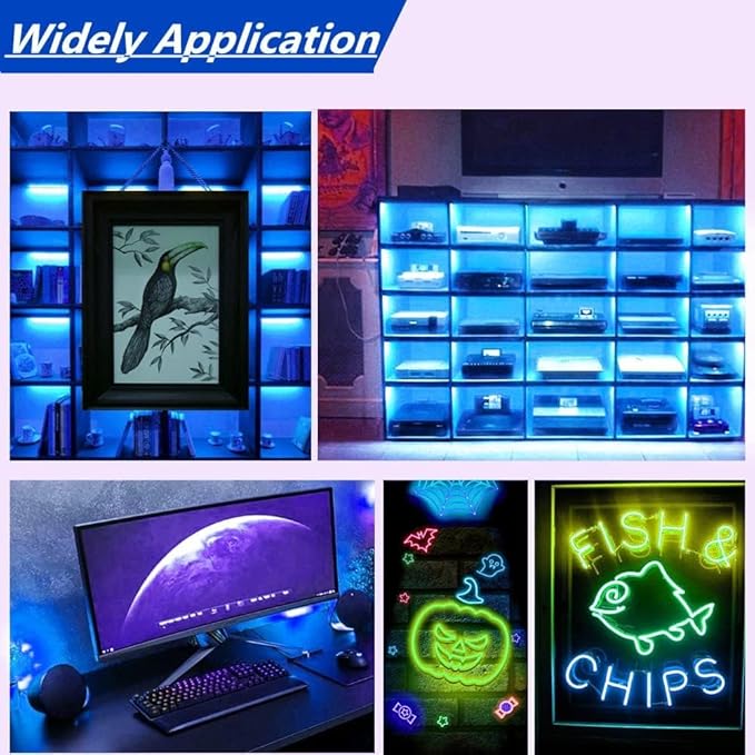 Ourbest 5in1 Electroluminescent Neon Strip Light Wire, EL Wire Lights Battery Pack for Cosplay Party Decoration 3Mode Stay/Slow/Fast Flash(10Pack 3Ft with 2 Battery Boxes Blue)