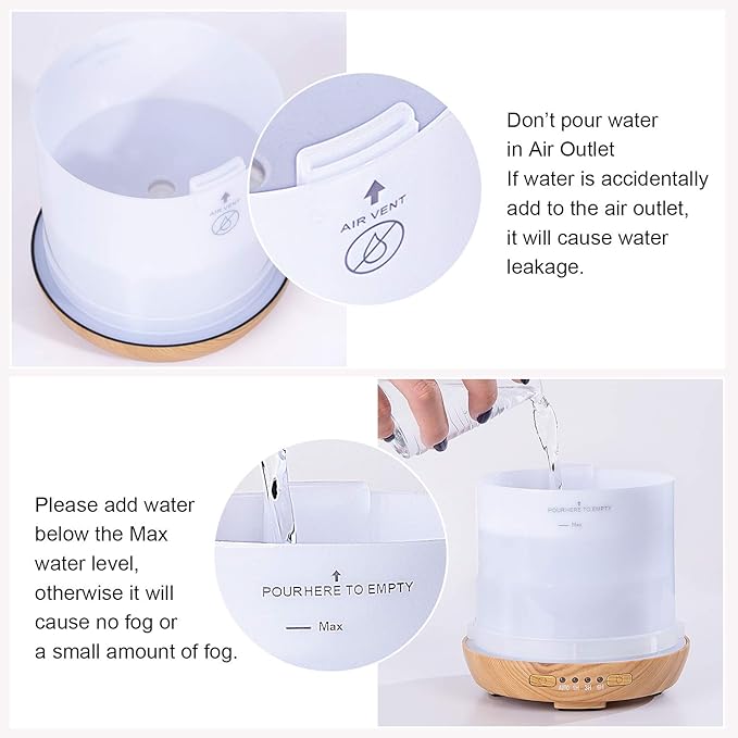 Moon Essential Oil Diffuser, Glass Cool Mist Humidifier with 4 Timer,7 LED Colors and Waterless Auto Shut-Off Settings for Baby Home Office (250ml)