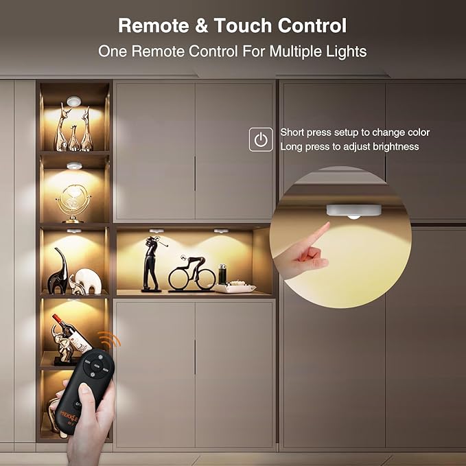Puck Lights with Remote Control, Rechargeable, Wireless Under Cabinet Lights, 5Pcs (Silver)