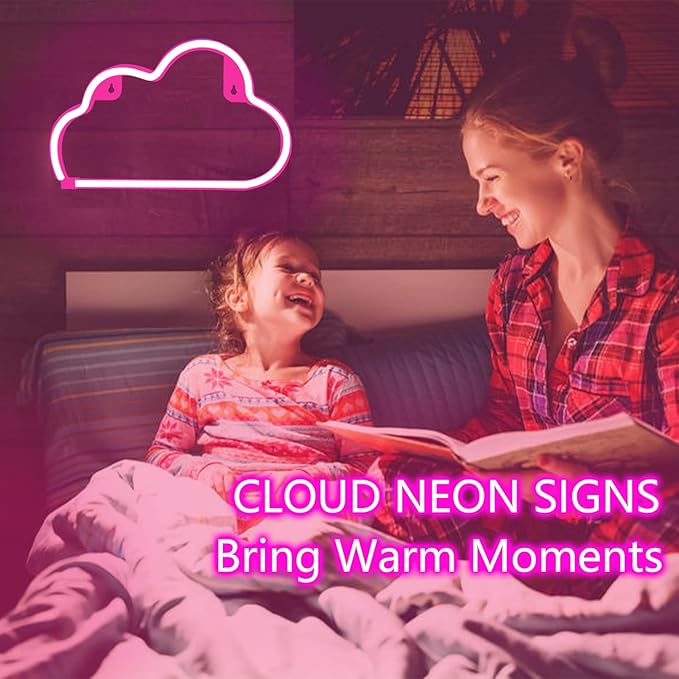 Cloud Neon Sign Pink Cloud Light Sign for Wall Decor,Battery or USB Powered Clouds Shaped LED Sign Decoration Lights for Bedroom Aesthetic Teen Girl Kid Room Christmas Birthday Wedding Party