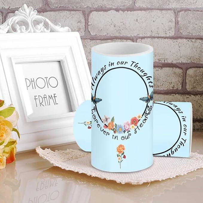 Personalized LED Memorial Candle for Loss of Loved One 2 Pack 6 x 3 inch Flameless Candles Blue Battery Operated Candles with Multicolor Timer Remote Control Flameless LED Fake Candles