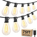 75FT LED Outdoor String Lights S11 Dimmable Patio Light, with 22+2 Waterproof Shatterproof Edison 2700K Bulbs for Outside Backyard Deck, Black