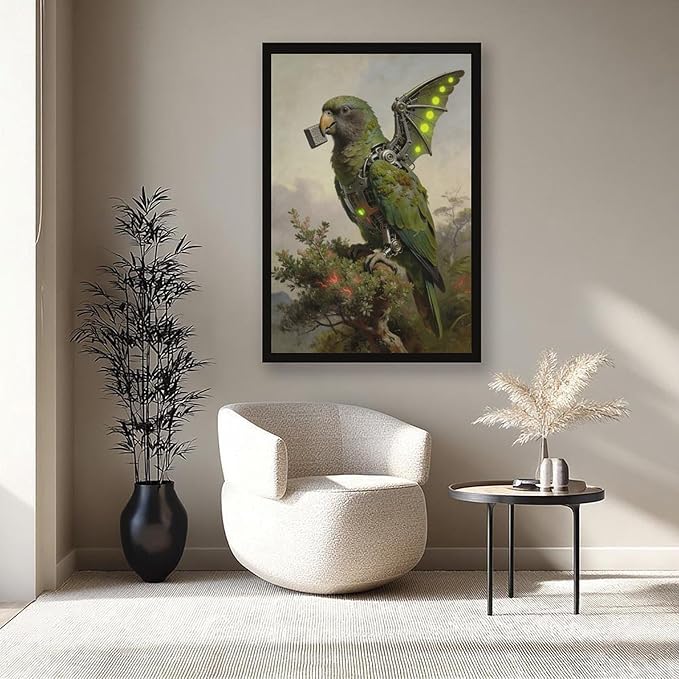 Framed Mechanical Fantasy Wall Art for Modern Living Room Industrial Sci Fi Decor Statement Piece 24x36in