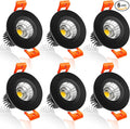 inShareplus 2 Inch LED Downlight, 3W Recessed Lighting COB Dimmable, 5000K Daylight White, CRI80, Black Trim, Ceiling Lights with LED Driver, 6 Pack