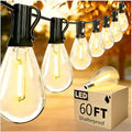 60FT Outdoor String Lights S11 LED Patio with 17 Plastic Bulbs(1 Spare),Waterproof Connectable Hanging Lights for Backyard Porch Balcony Party Decor