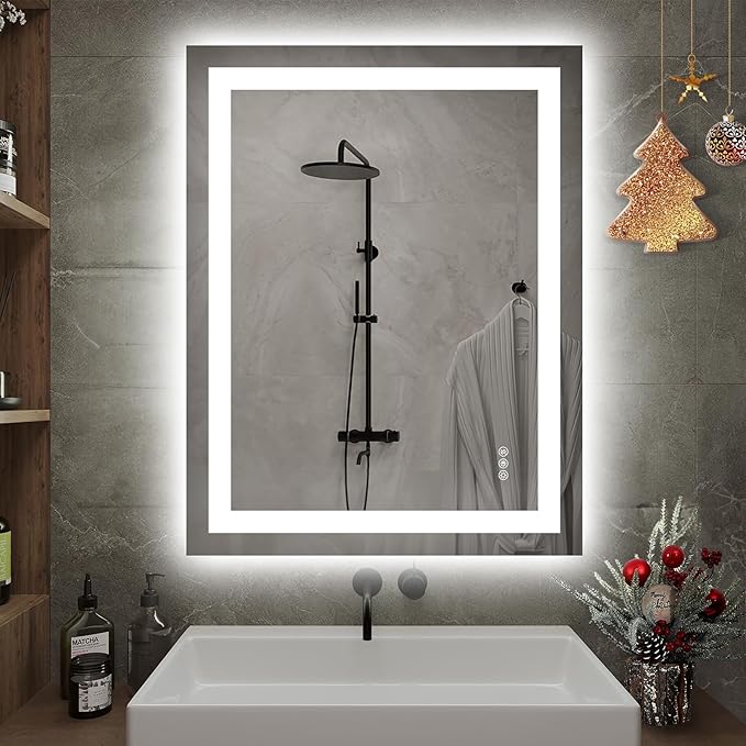 28X32 LED Bathroom Mirror with Lights, Anti-Fog, Dimmable, Backlit + Front Lit, Smart Bathroom Vanity Mirror, Memory Function, Shatterproof, Tempered Glass (Horizontal/Vertical)