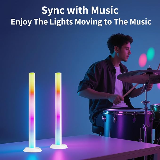 LED Strip Lights,14 Inches Monitor Backlight with Music Sync, 16 Million Colors, APP & Remote Control, USB Powered DJ Light for Party Room TV PC Gaming Desk Decor (White)
