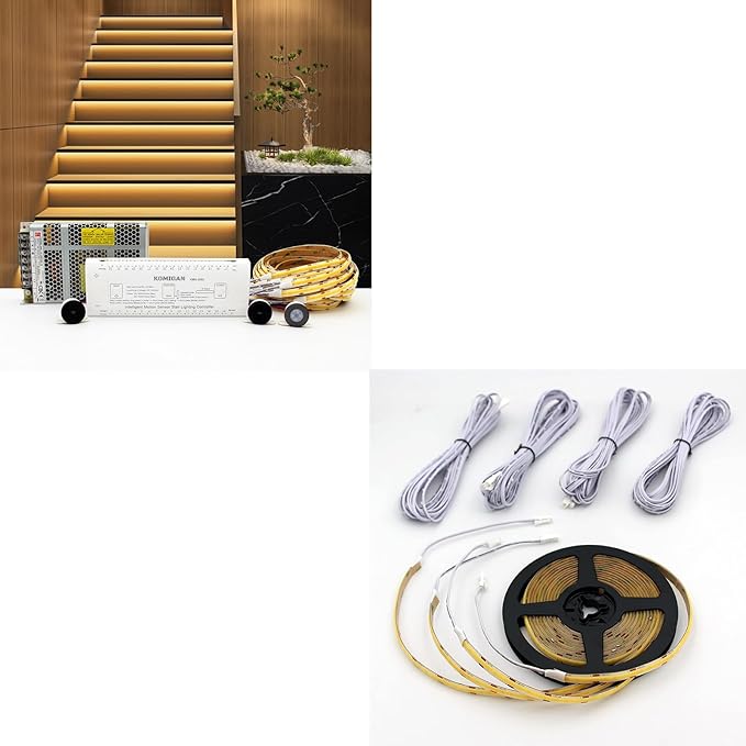 Intelligent Motion Triggered LED Stair Lighting Kit KMG-3233, 40" Cuttable LED Strip Light for Indoor LED Stair Lights (Warm White 3000K,28 Stairs)