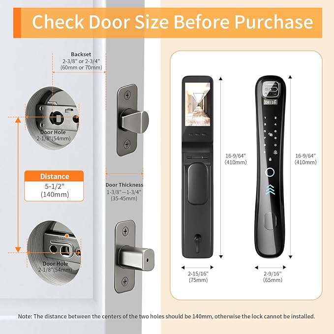 Smart Lock with Camera & Video Doorbell, 8-in-1 Keyless Entry Door Lock with Keypad, Smart Deadbolt for Front Door, Fingerprint Lock Built-in Wi-Fi, Voice Control & Remote Control, Two-Way Talk