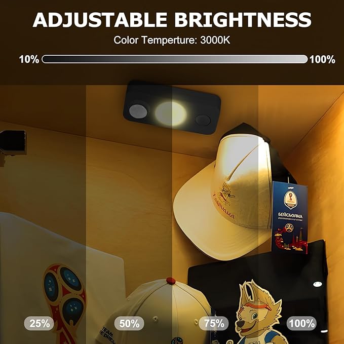 LED Motion Sensor Puck Lights, Rechargeable Cabinet Lights, Stick on Wireless LED Night Light for Closet, Drawer, Shelf, Under Cabinet, Warm White 6Pack, USB Charging Cord Included