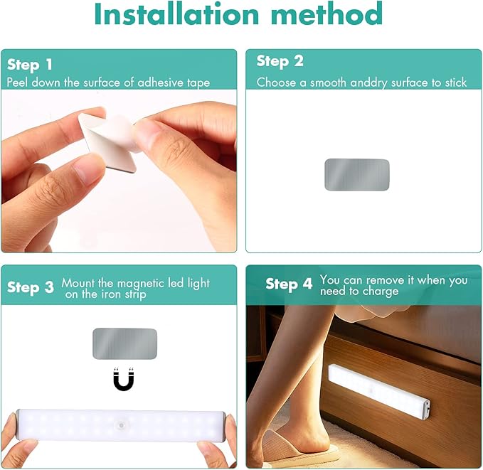 LED Closet Light Motion Activated,28LED Type-C Under Cabinet Lights, Homelife Motion Sensor LED Lights, Stick-on Anywhere Battery Operated Motion Sensor Night Light for Closet Hallway Stairway Lamp