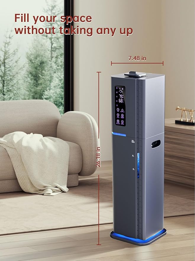 2.64Gal Humidifiers for Bedroom Large Room, Warm and Cool Mist up to 500ft², Ambient Light Top Fill Diffuser, 24H Timer, 3 Mist Modes, 35dB Quiet Humidifier for Home Office Plants