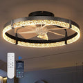 addlon Ceiling Fans with Lights and Remote, 24'' Low Profile Ceiling Fans, 3000-6000K Dimmable Modern Flush Mount LED Fan Light, Fandelier Ceiling Fan for Bedroom, Kitchen, Living Room, Black