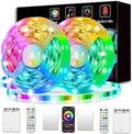 KIKO Battery Powered Led Strip Lights, 2x16.4Ft (32.8Ft),Two Sets of Strip Light with 4 AA Battery Box/USB RGB LED Lights, Remote and APP Control