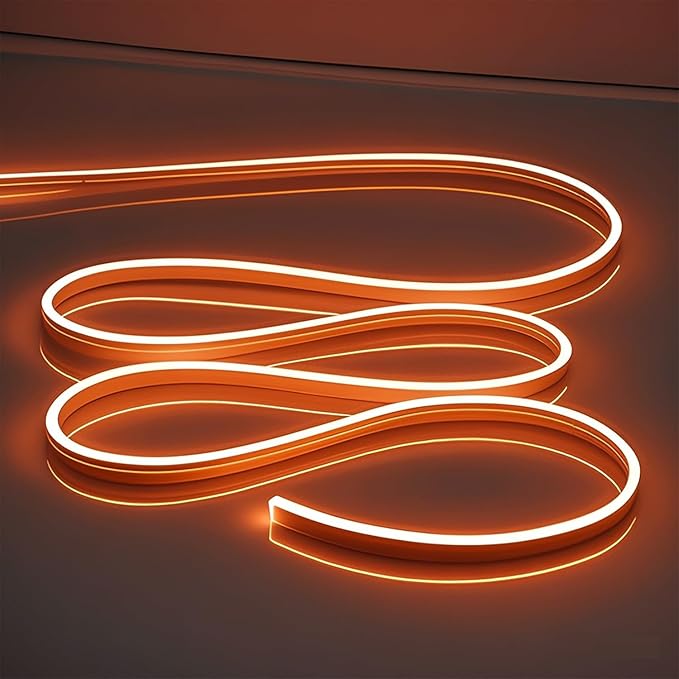 Neon Led Light Strip 16.4FT/5M- Bright, Non-Glaring & Waterproof Neon Rope Lights for Indoor & Outdoor Decor,【No Power Adapter】 Orange,neon led Strip Lights
