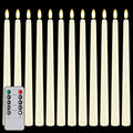 12 Pcs Flickering Flameless LED Taper Candles, 11" Long Fake Taper Candles Battery Operated with Remote Timer, Ivory Plastic Electric Candlesticks for Wedding Party Christmas Holiday