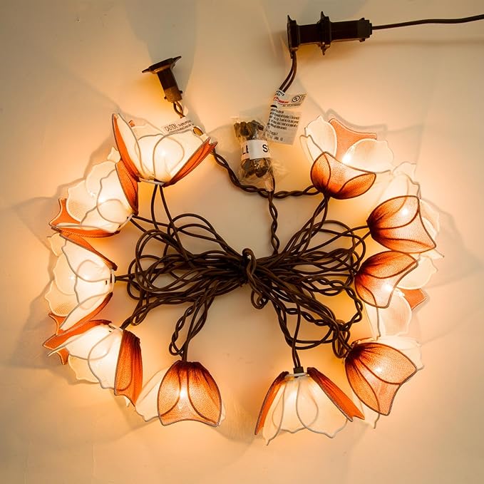 Decorative String Lights Plug in with 10 Bulbs, Flower Garland Fairy Lights Connectable Weatherproof Outdoor Indoor for Wedding Pergola Bedroom Porch Floral Home Decor (Purple White)