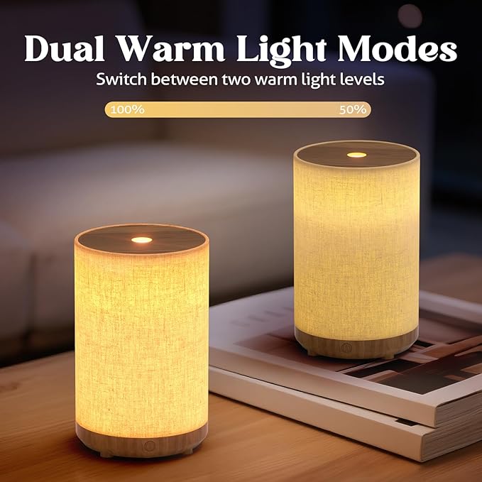 Essential Oil Diffuser with Fabric Cover, Small Portable Aroma Diffuser for Home 120ml, Ultrasonic Aromatherapy Oil Diffuser with 7 Colors LED, Auto Shut-Off Function, Mini Humidifier for Bedroom