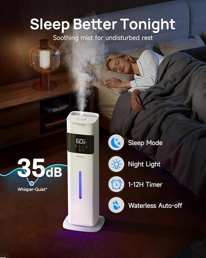 Warm & Cool Mist Humidifiers for Bedroom 500 sq ft, 2.1Gal/8L Top-Fill Humidifier Large Room with Essential Oil Diffuser, Large Room Humidifiers for Home Baby Nursery Office Plants, White