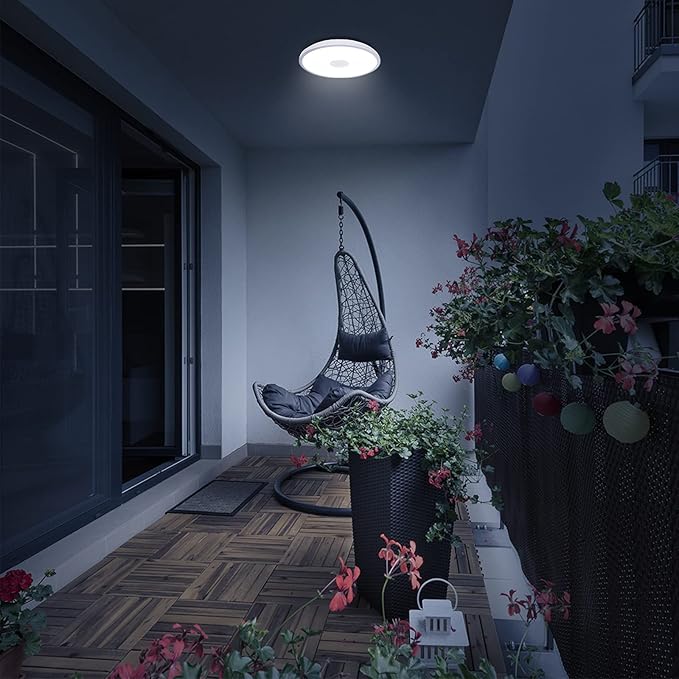Upgrade Waterproof Ceiling Light LED Music Ceiling Lamp with Bluetooth Speaker,FCC UL1598 Certified 18W Color Changing Light with Remote Control for Bathroom Shower Kitchen Outdoor ( Need Wired )
