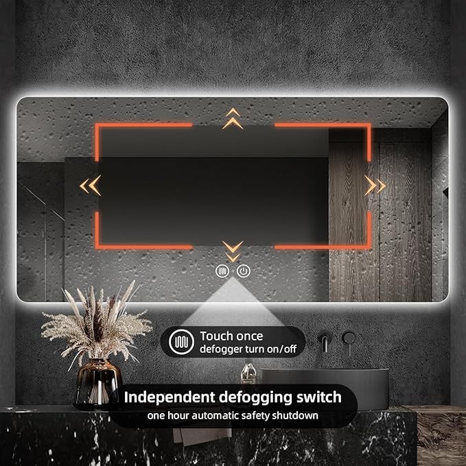 LED Bathroom Mirror with Lights, Ultra-Clear Glass, Shatter-Proof, 36"x48" Smart Bathroom Mirror with Auto Sensor Lights, Anti-Fog, Bathroom Wall Mounted Mirror, Stepless Dimmable, Memory