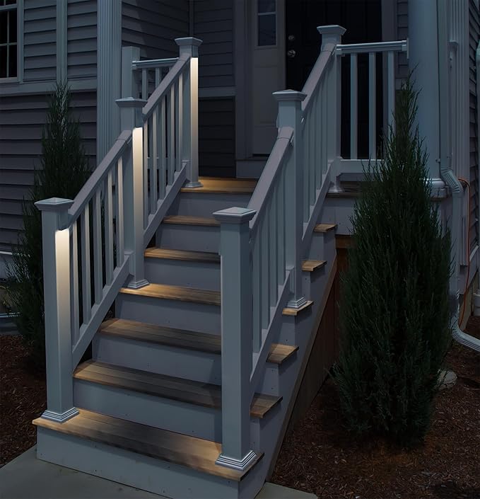GKOLED Low Voltage LED Wedge Deck Rail Light, Landscape Railing Post Fence Accent Lighting, 12V AC/DC 2W 2700K Integrated LED Chips, Die-cast Aluminum, Powder Coated Finish, IP65 Rated, White, 6-Pack
