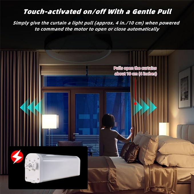 Electric Curtain Track, Retractable Motorized Curtains Rod From 7-13.78ft, Automatic Curtain Opener with controller/Voice Control, Smart Curtains System for I-Rrail and U-Rail (For 7-13.78ft)