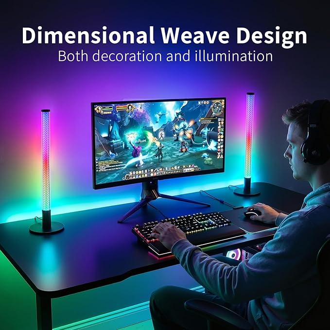 Led Light Bar with Music Sync, Color Changing TV Backlight App & Remote Control, IC+RGB & W Smart RGB Light Bar with Charging Head, Led Lights for TV, PC Room Monitor Backlight Gaming Accessories