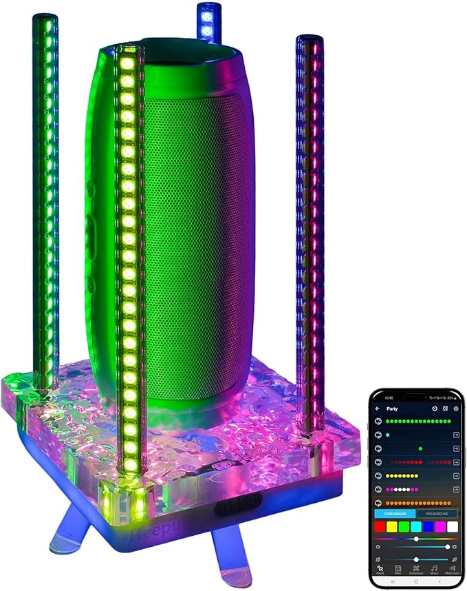 Music Sync RGB Ambient Light, App Controlled & Sound Reactive Audio Visual Lighting for Gaming Desk, Party & Desk Setup (Grey)