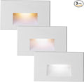 LED Outdoor Step Lights Indoor Stair Lights, 3000K/4000K/5000K 3 Color Selectable 120V Dimmable, 4W IP66 Waterproof, White Deck Lights for Steps Horizontal, 3-Pack