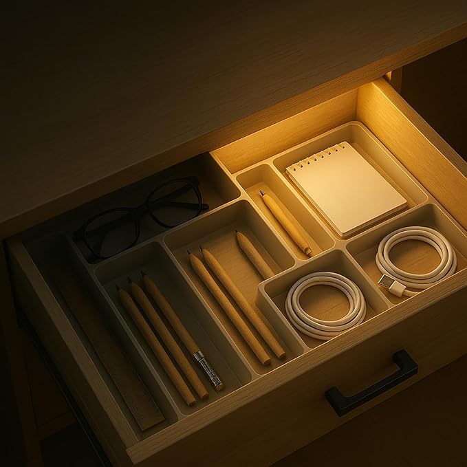 VST Rechargeable Drawer Lighting, Door Open Automatic ON/Off Light, Stick-ON LED Cabinet Light for Wardrobe Kitchen Basement Trunk Pantry Gun Safe (2 Pack, Warm Light - 3000K)