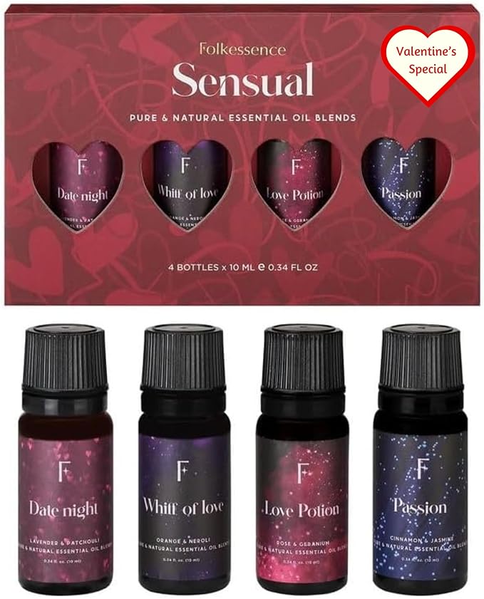 Folkulture Essential Oils for Diffuser for Home | Set of 4 Pure Essential Oil Set | Diffuser Oils Scented | Essential Oils for Candle Making - Lavender Oil, Jasmine Essential Oil for Relaxation