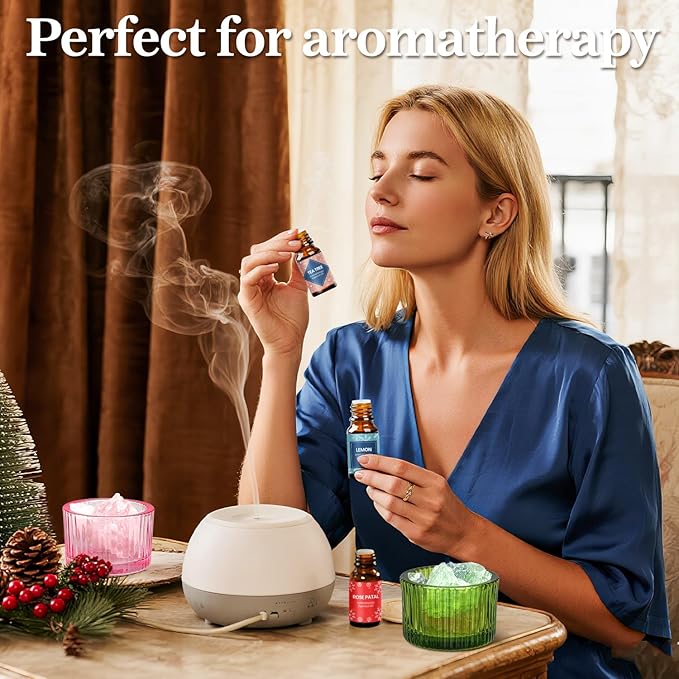 MOVINPE Essential Oils Advent Calendar for Women Adults, 24 Days of Aromatherapy Gift Set with Diffuser Stone & Glass Tealight Holders Dropper, Christmas Countdown Gifts for Moms, Wife, Girlfriend, Sister