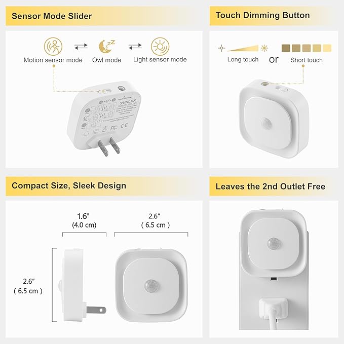 2 Pack Plug in Night Light with Motion Sensor & Dusk to Dawn Sensor, Soft Pink Glow for Bedroom, Hallway, Girls Room, 3 Sensor Modes, Auto ON/Off, Dimmable Nightlight for Bathroom
