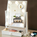Vanity Mirror with Lights with Drawer,USB Charging Port, Hollywood Makeup Mirror with 9 Dimmable Bulbs,3 Color Lighting Modes, Detachable 5X Magnification, Smart Touch Control Gifts for Women